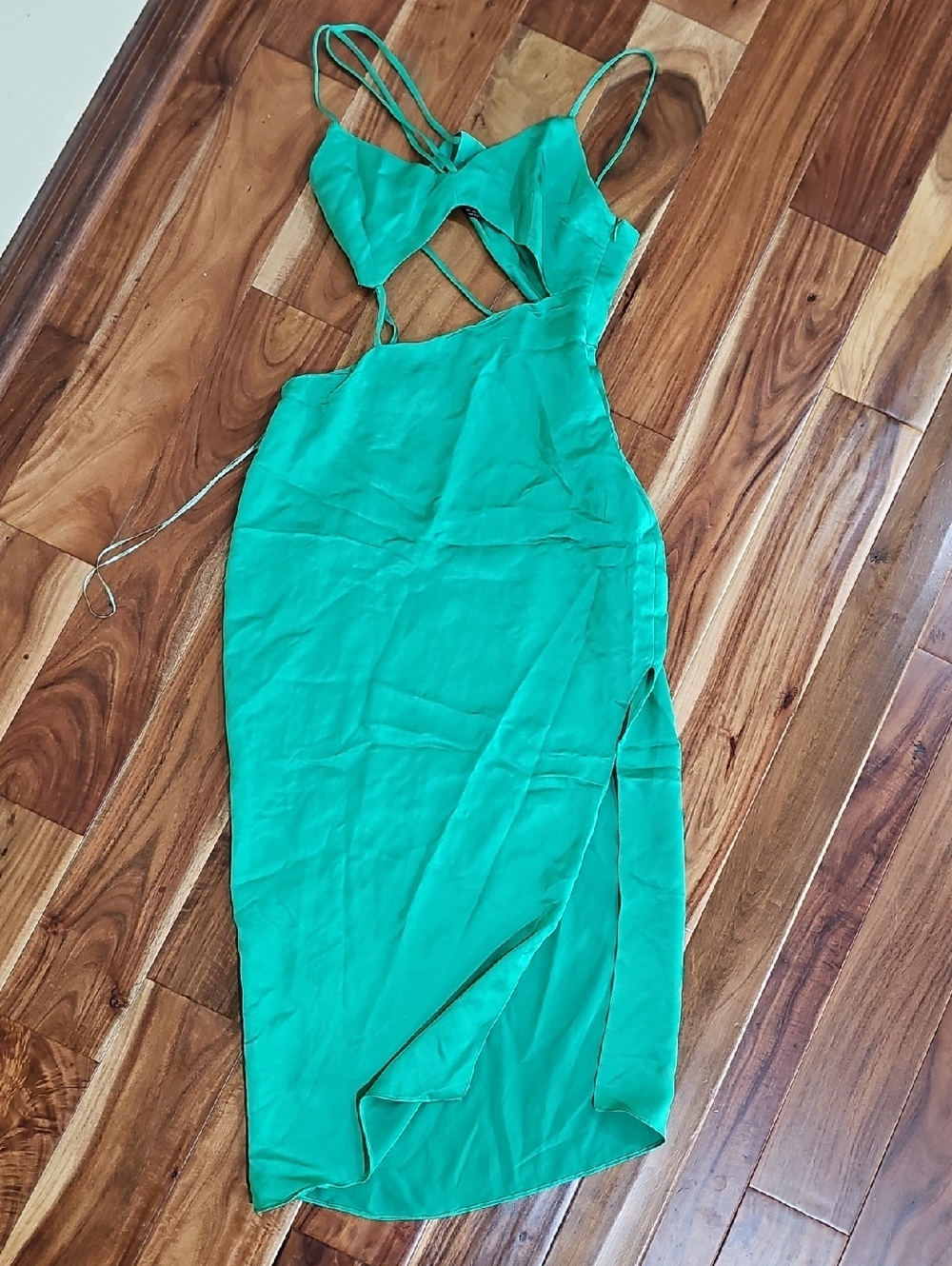 Zara Bright Green Cutout Strappy Midi Dress